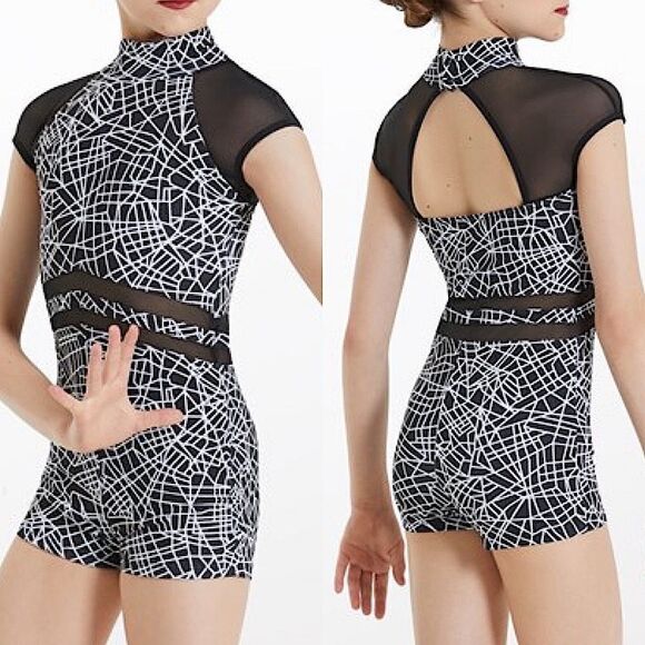 WEISSMAN Dance Costume biketard acro Radioactive
11828 Black white child- XLC - Picture 1 of 11